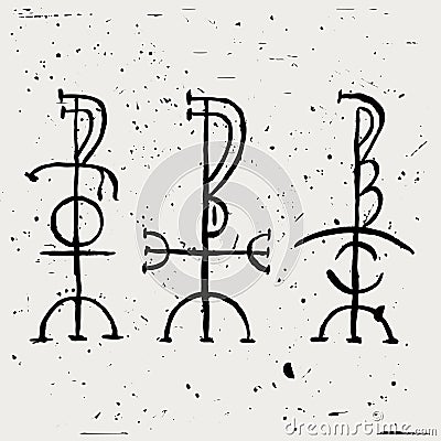 Freyr - Fjolnir - Feingr. Scandinavian magic runes named after Freyr. Vector spellcaster symbols Stock Photo